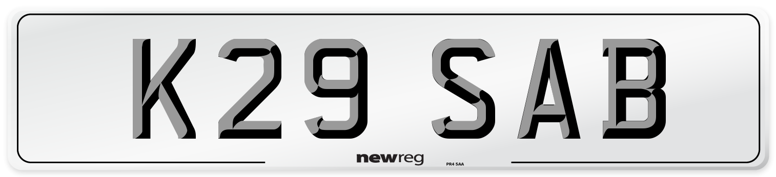 K29 SAB Number Plate from New Reg